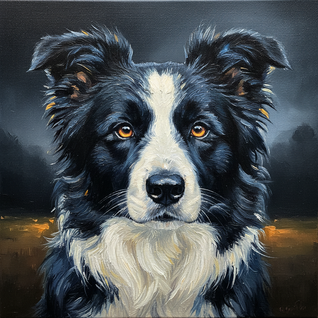 Border collie memorial portrait